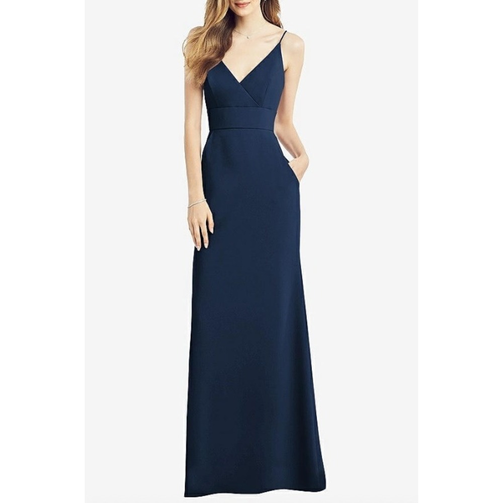 After Six Midnight Blue‎ V Neck Surplice Maxi Dress Size 2